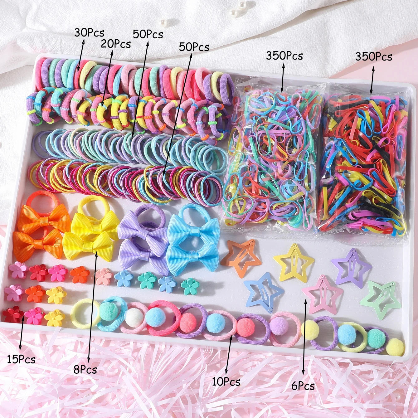 899Pcs Hair Accessories Set for Girls Elastic Rubber Bands Children Bow Hair Ties Headband Star Hair Clip Girls Hair Accessories