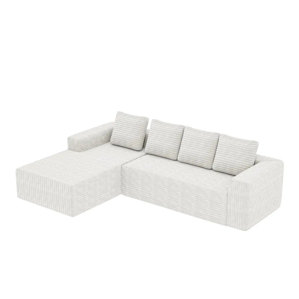 Cloud-shaped corner sofa with L-shaped chaise lounge, suitable for living room and bedroom, no assembly required.