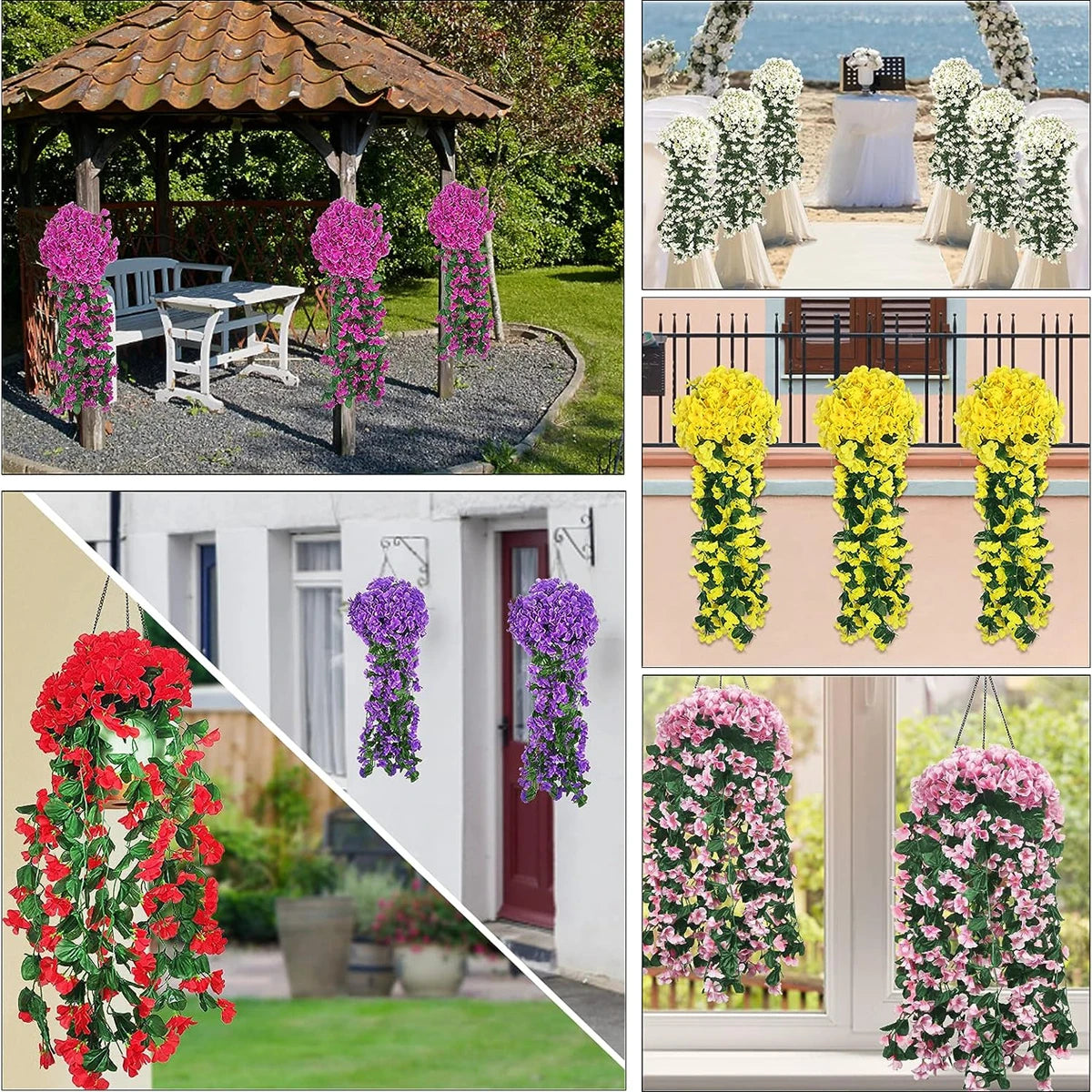 Artificial Flower Silk Violet Wall Hanging Wedding Scene Decor Home Potting Outdoor Garden Party Festival parts diy gift Hotsale