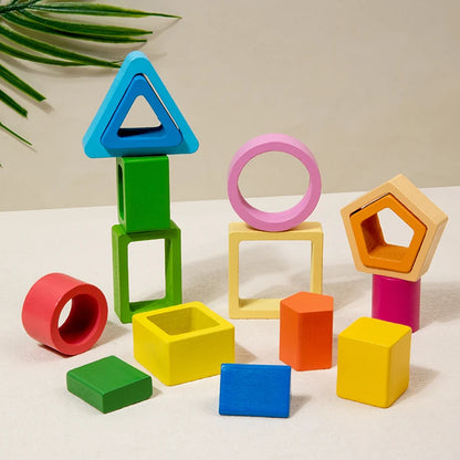 Bloques de desarrollo de inteligencia para bebés, juguetes de madera para combinar en la educación temprana, color y cognición de formas, educación Montessori