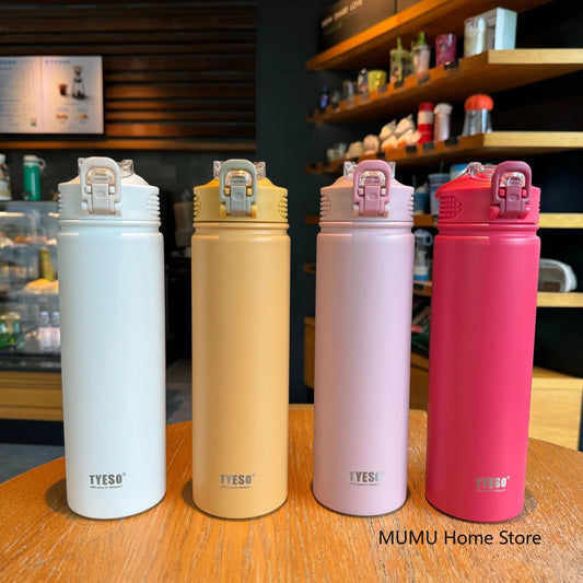 Tyeso 600/750ML Stainless Steel Thermal Bottle Car Thermal Cup Sports Water Bottles Keep Cold and Hot Vacuum Flasks Insulated Cup