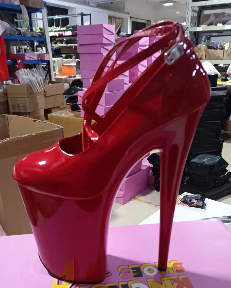LAIJIANJINXIA - Zapatos de tacón alto con plataforma para mujer, de 23 cm/9 pulgadas, de PU, estilo exótico, sexys, para fiesta, baile en barra, D135-1
