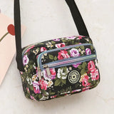 Multi-layer Floral Print Handbag for Women Nylon Cloth Bag Casual Shoulder Backpack Mother Crossbody Bag 