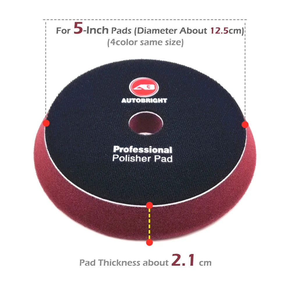 AUTOBRIGHT 5'' inch Car Polishing Pad For DA Machine Accessories Detailing Clean Auto Detailing For Car Polisher Wax Pads Foam