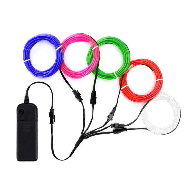 10/5/3/1M EL Wire Light Strip Battery USB Switch Neon Glowing String Lights DIY Rope Tube Halloween Blacklight Multicolor Decor