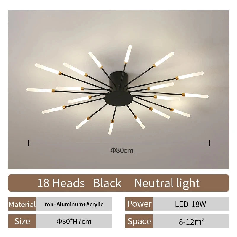 Lámpara de techo LED moderna para sala de estar, comedor, dormitorio, diseño de fuegos artificiales nórdicos, decoración del hogar, iluminación interior