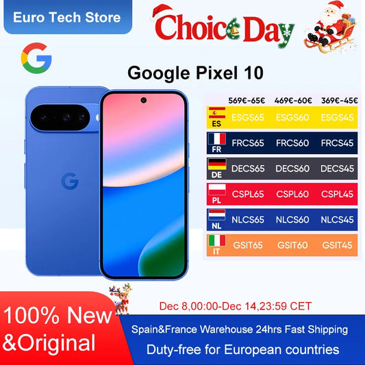 Global Version Google Pixel 10 5G Smartphone 120Hz 6.3" OLED Super Screen Display 4970 Mah Battery 48MP+13MP+10.8MP Camera