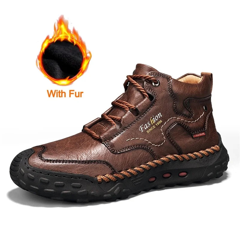 Zapatillas informales de cuero vulcanizado de alta calidad para hombre, zapatos planos de diseño, cómodos, antideslizantes, para caminar, correr y trotar, 2024