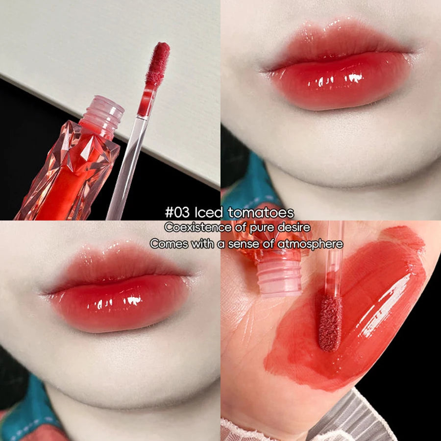 Brillo de labios de larga duración, hidratante, fácil de teñir, resistente al agua, efecto espejo, cristal de agua, brillo de labios, color transparente, cosméticos