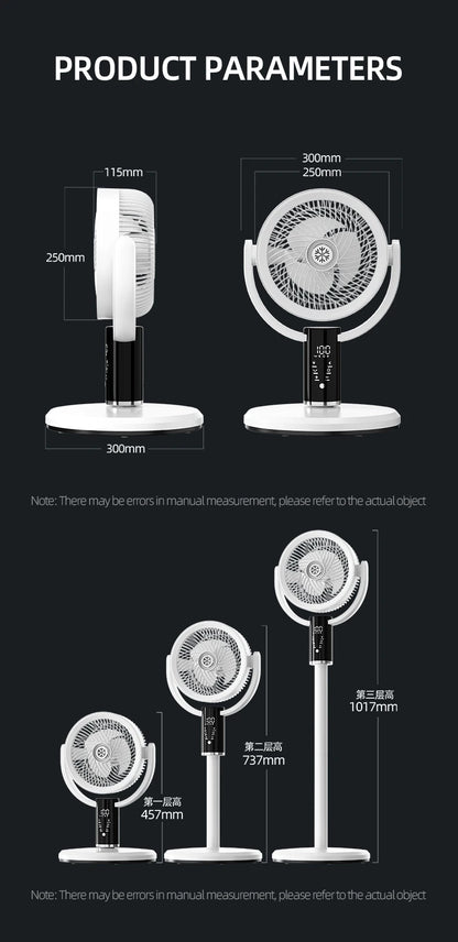 Floor Circulating Fan 6000 mAh Large Capacity Camping Fan With Remote Control Rechargeable Floor-standing Fan Adjustable Height