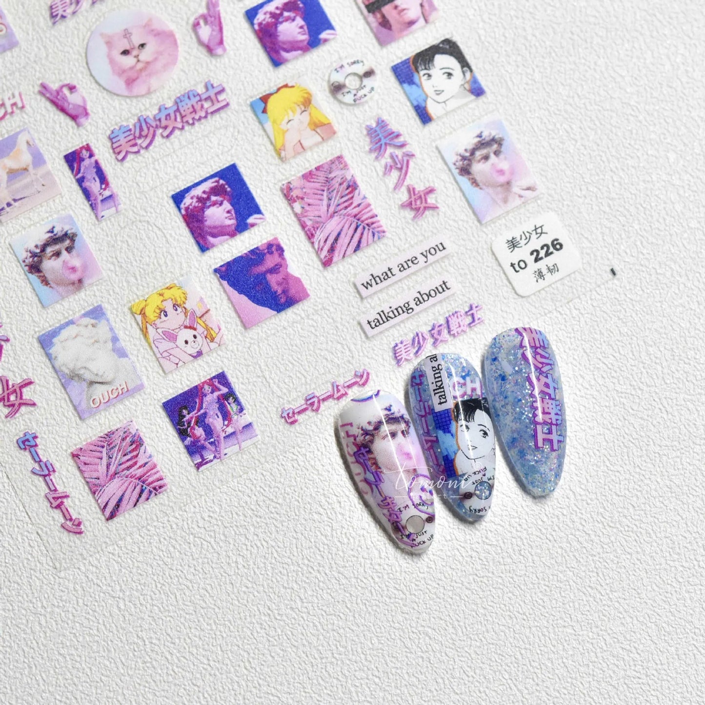 Pegatinas autoadhesivas 3D para decoración de uñas, diseño de chica bonita Y2K, bonitas y geniales, calcomanías de manicura con dibujos animados, venta al por mayor, envío directo