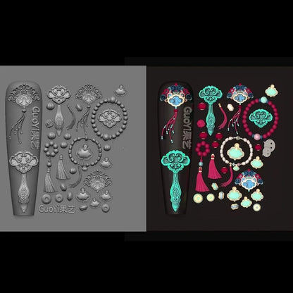 1pc Bowknot Candles Jellyfish Shell Rose Leaf  3D Acrylic Mold Nail Art Decoration Nails DIY Design Silicone  Nails Mold