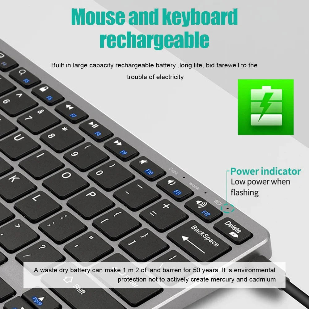 Mini teclado multimedia inalámbrico Bluetooth 5.0 2.4G para portátil, PC, TV, iPad, Macbook y Android. 