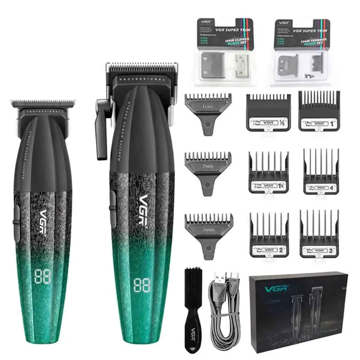 VGR Professional Hair Trimmer 9000 RPM Cordless Hair Clipper Rechargeable Hair Trimmer Metal Trim