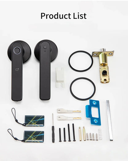 Tuya App Bluetooth Smart Fingerprint Door Lock Password Mechanical Key NFC Unlocking For Wooden Door Handle Lock IP54 Rainproof