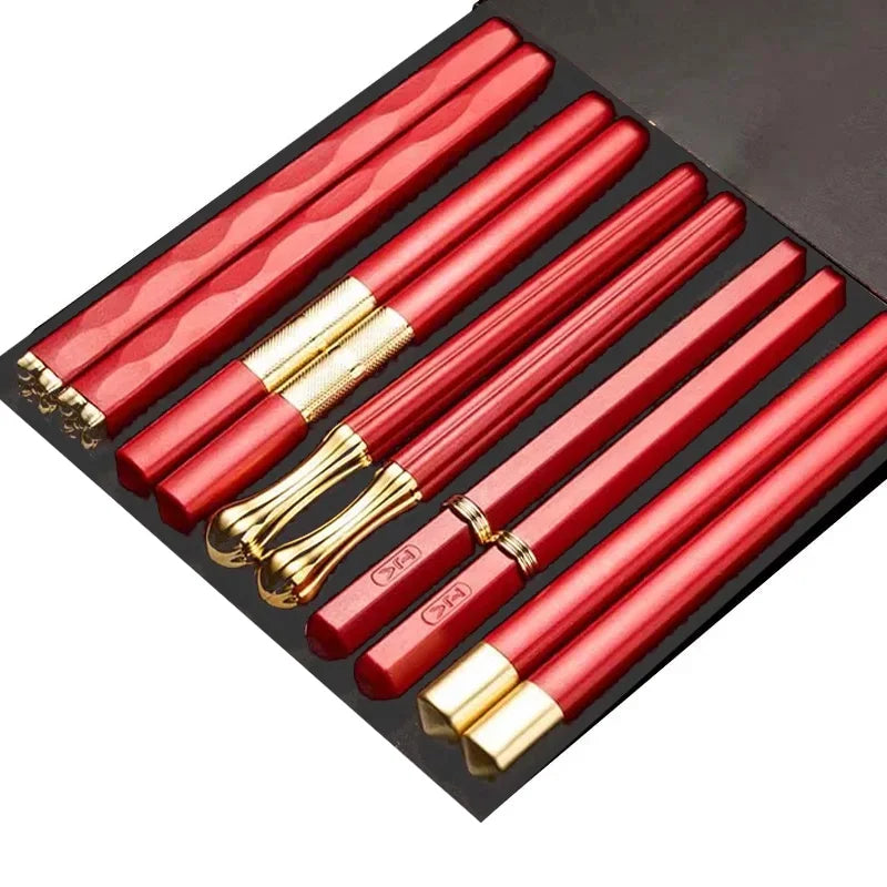 5Pairs Janpanese Reusable Chopsticks Black Sushi Sticks For Food Noodles Alloy Chinese Korean Chopsticks Kitchen Tableware
