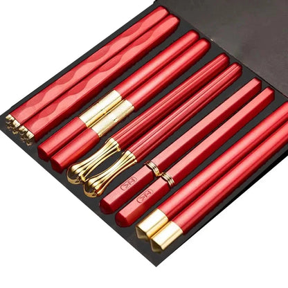 5Pairs Janpanese Reusable Chopsticks Black Sushi Sticks For Food Noodles Alloy Chinese Korean Chopsticks Kitchen Tableware