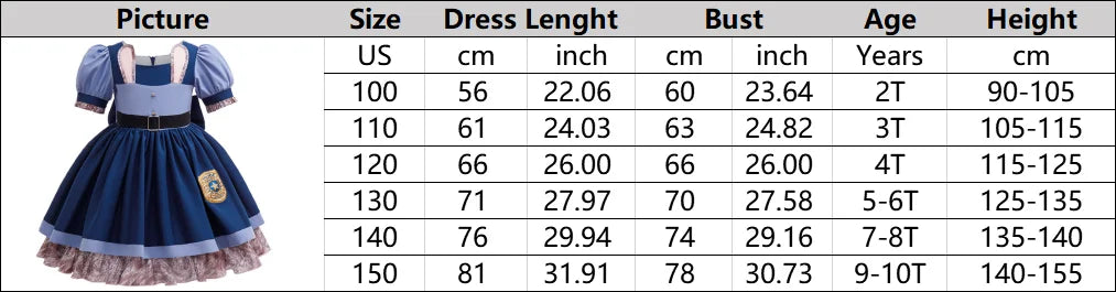 Disney Zootopia Judy Bunny Costume for Girls Dress Cosplay Carnival Party Clothes Disguise Cartoon Zoo Fantasia Outfits