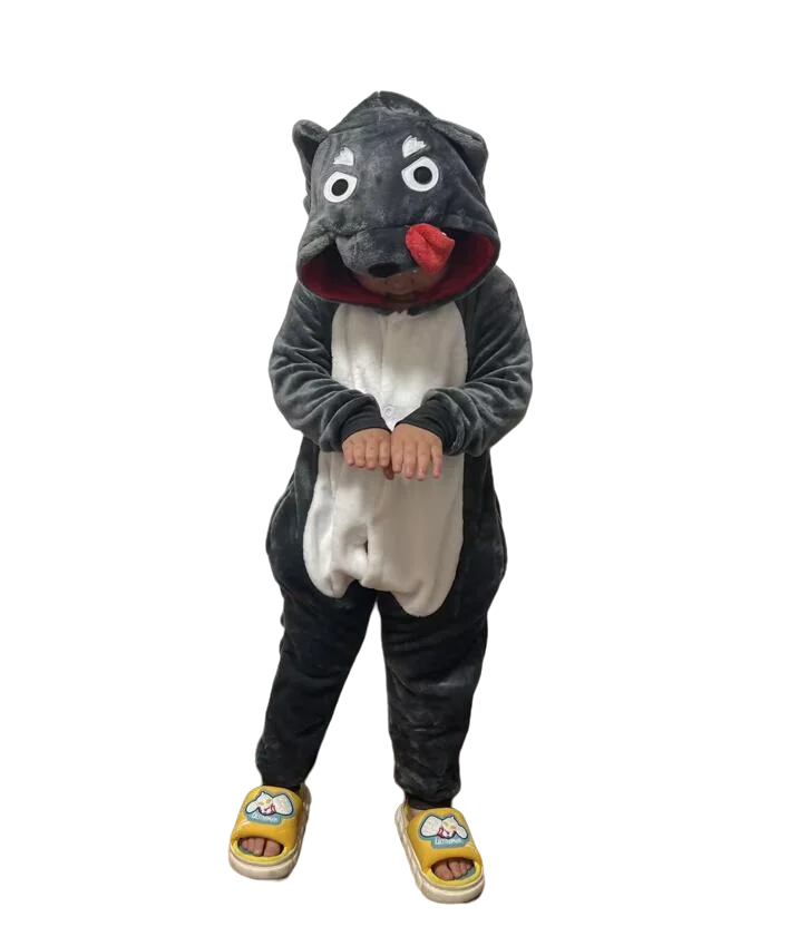 Cartoon Kigurumi For Children Kids' Animal Onesie Pajamas Dog Wolf Dragon Dinosaur Halloween Carnival One-piece Costume Homewear