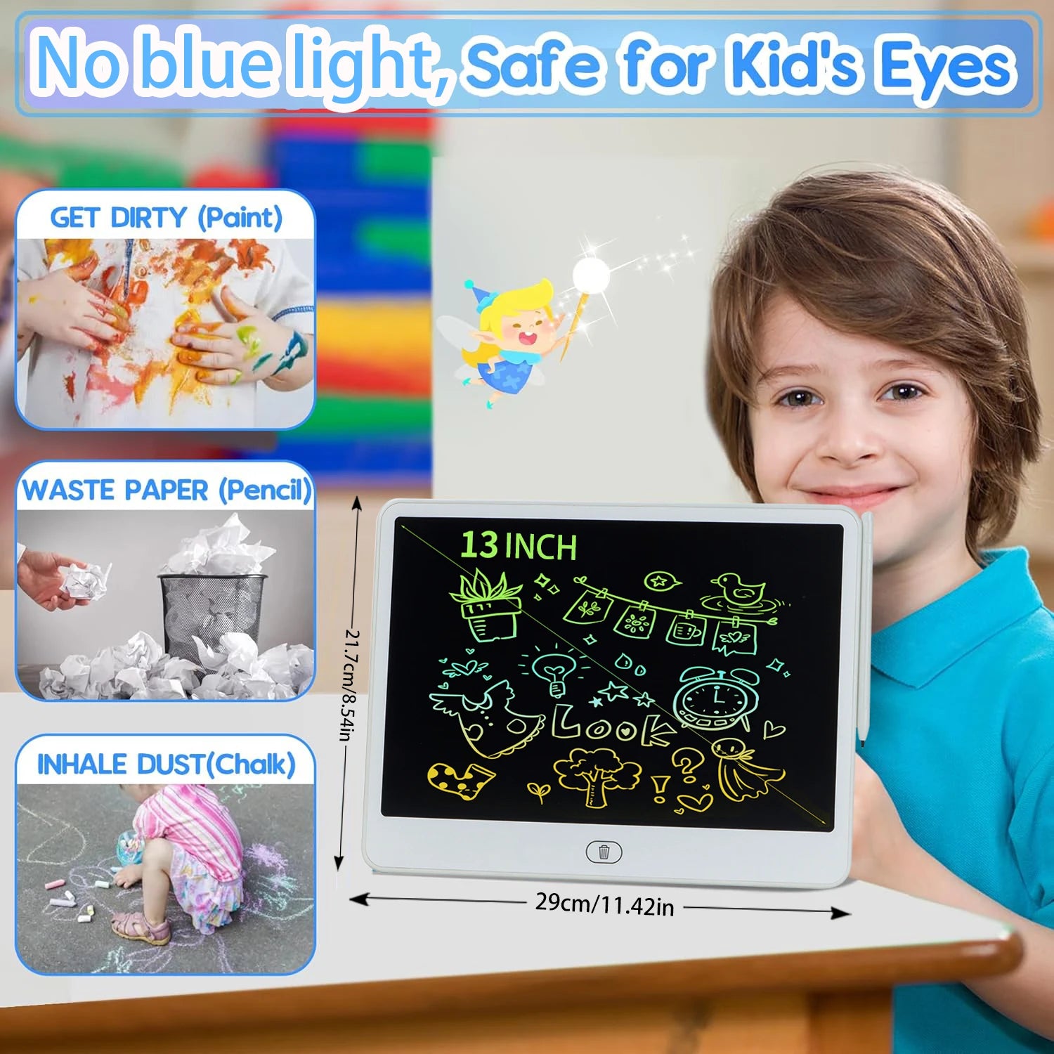Tablet de Escrita e Desenho LCD (16/13/11 Polegadas) – Brinquedo Educativo para Meninos e Meninas de 3 a 8 Anos