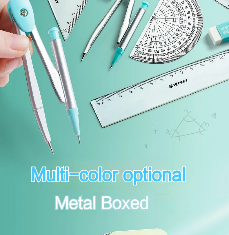 7-In-1 Multifunctional Compass Ruler Set Integrated High Aesthetic Drawing Office Tools for Primary Secondary School Stationery