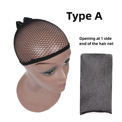 Touca de peruca de malha preta para cabelos longos, cabelos curtos, touca de cabelo para perucas, rede de cabelo
