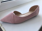 Women Flats Pink Black Pure Color Plus Small Size 33 34 Large 41 42 43 44 Suede Leather Pointed Toe Office Lady Flat Heel Shoes