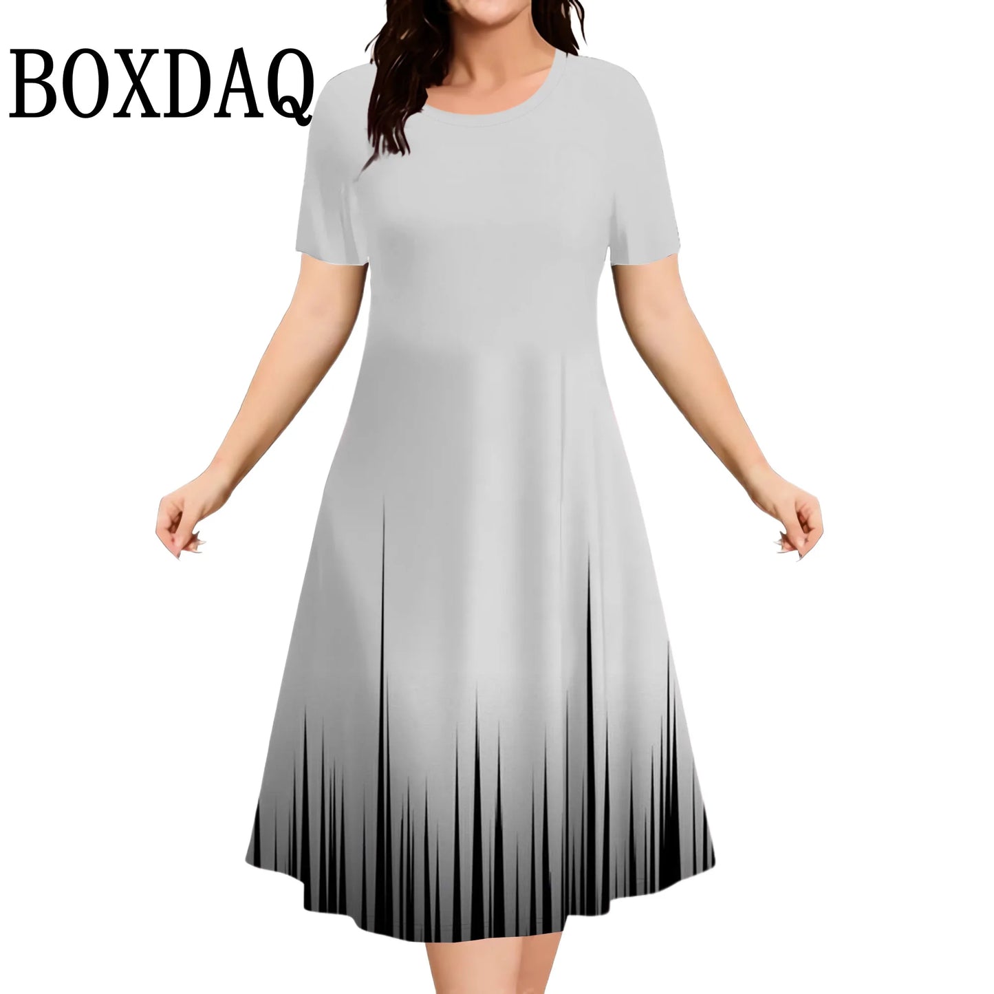 Summer Dresses 2025 Women's Plus Size Loose Dress Casual Striped Print Short Sleeve A-Line Dress Elegant Fashion Clothing 9XL
