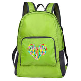 Outdoor Travel Lightweight Portable Foldable Backpack Love Print Folding Green Bag Ultralight Pack for Women Men Hiking Daypack