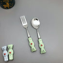 New Cute Bear Spoon Fork Ceramic Dessert Milk Fruit Salad Spoons Cartoon Flatware Kid Cutlery Tableware School Picnic Dinnerware