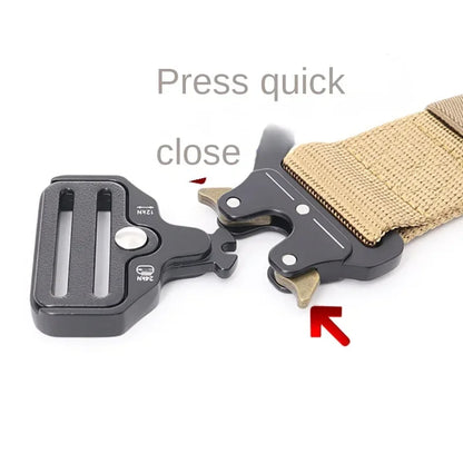 3.8X125cm - Belt Quick Release Outdoor  Metal Belt Soft Real Nylon Sports Accessories Men And Women Black Belt