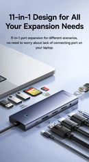 Baseus USB Hub DP 4K Dual HDMI Adapter 11 in 1 Splitter RJ45 USB 3.0 PD 100W Docking Station for MacBook Pro Air M2 M1 USB C HUB