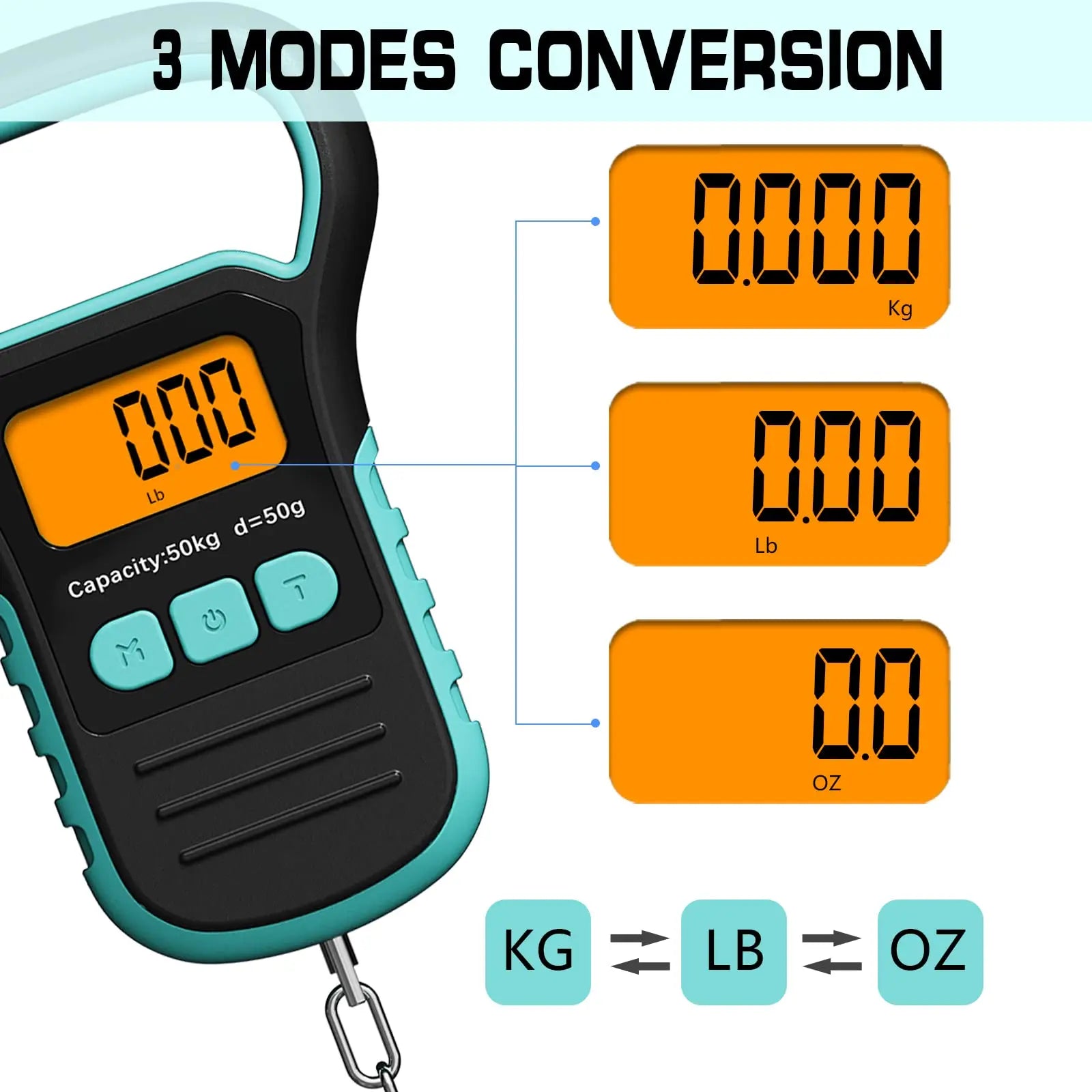 Digital Fish Scale with Ruler and Catch, 110 lb/50 kg Portable Hanging Fish Scale, Luggage Weighing Scale, Backlit LCD Display
