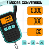 Digital Fish Scale with Ruler and Catch, 110 lb/50 kg Portable Hanging Fish Scale, Luggage Weighing Scale, Backlit LCD Display