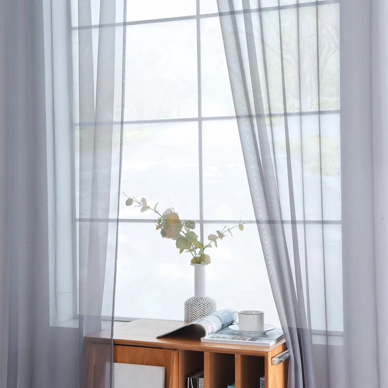 Sheer Curtains for Bedroom Windows Casual Solid White Yarn Tulle Curtain for Nursery/Living Room Kitchen Window Treatments