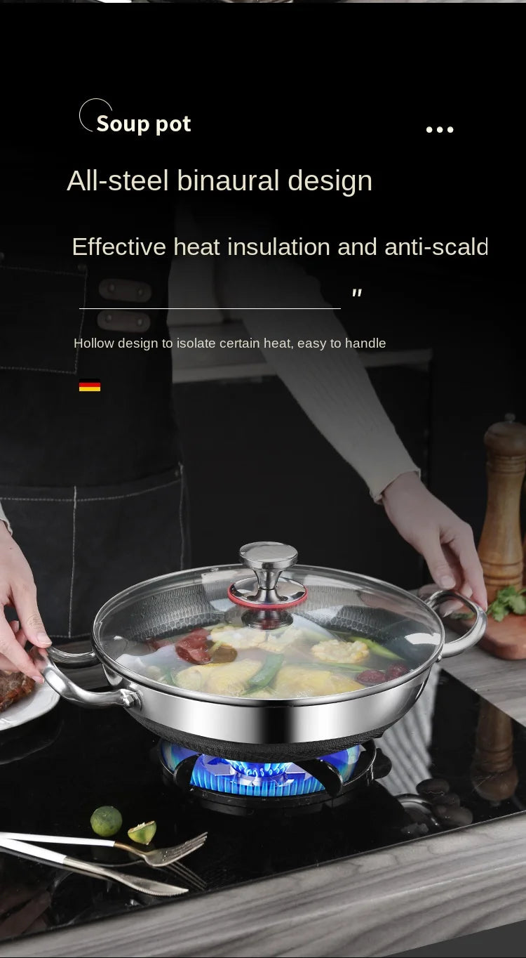 32cm 304 Stainless Steel Frying Pan Food Grade Non Stick Pan Honeycomb Pot Bottom Induction Cooker Gas Stove General Wok