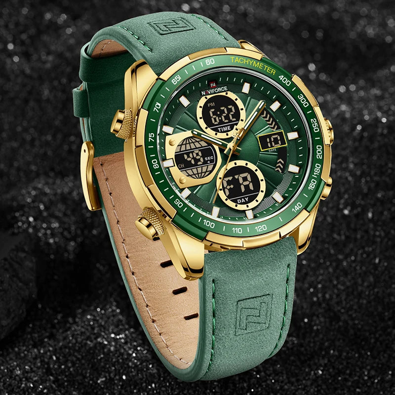 New NAVIFORCE Watches for Men Leather Men's Military Sport Waterproof Watch Quartz Wristwatch Chronograph Male Clock