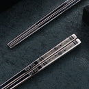 23cm Exquisite Dragon Pattern Chopsticks 304 Stainless Steel Non-slip Chinese Chopstick Food Sushi Sticks Home Kitchen Tableware