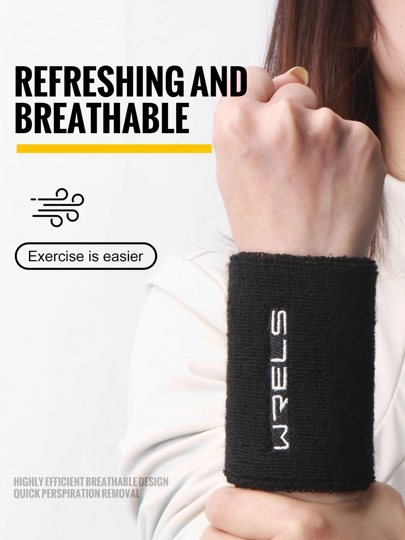 WRELS Wristbands Terry Cloth Moisture Wicking for Sports Tennis Gym Work Out Wristbands Sweatbands Absorbent Wrist Sweat Bands