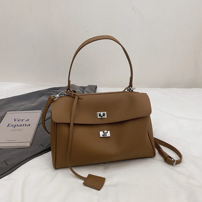 Casual Large Capacity Lychee Pattern Single Shoulder Slant Cross Bag Versatile Underarm Bag Simple Stylish Tote Bag