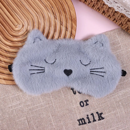 1Pc Cute Cartoon Cat Plush Sleeping Eye Mask Comfortable Sleep Mask Sleep Aid Traveing Home Shading Light Eye Cover Eyeshade