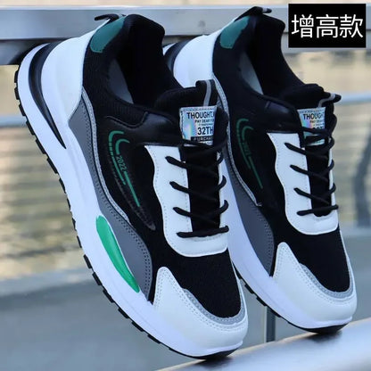 Zapatillas deportivas informales de retazos para hombre, zapatos de malla transpirables para hombre, zapatillas de tenis para correr al aire libre, zapatillas masculinas cálidas con cordones y antideslizantes.