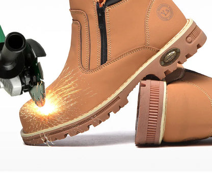 Zapatos de trabajo para hombre, zapatos de seguridad impermeables, botas de cuero antichispas para hombre, zapatos de soldador antideslizantes y antiperforación para hombre, zapatos de trabajo negros.