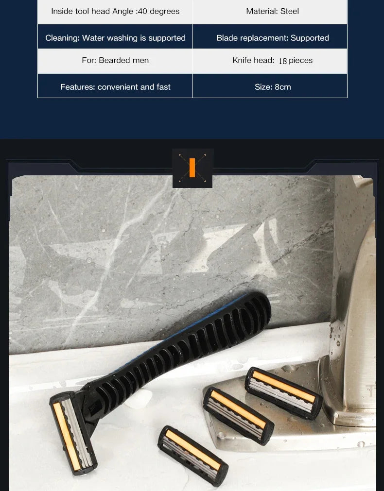Maquinilla de afeitar de diseño nuevo para hombres, afeitadora de tres capas, afeitadora reutilizable, cuchilla importada, herramienta múltiple, cabezal de cambio