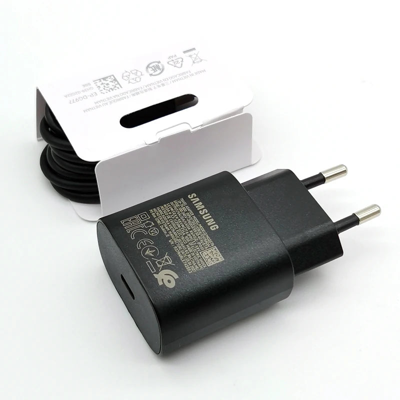 Cargador superrápido Samsung tipo C de 25 W para Galaxy S24, S23, S20, S21, S22 Plus, Note 20, 10, A55, A35, A25, A15, Z Flip Fold 6, 5, 4, 3