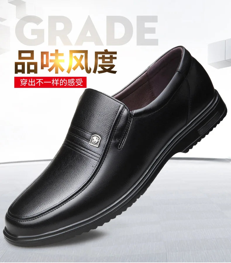 Leather Men Formal Shoes Luxury Brand 2025 Men's Loafers Dress Moccasins Breathable Slip-on Black Driving Shoes Plus Size 38-46