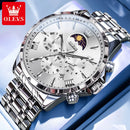 OLEVS 3653 Mens Watch Quartz Watch Multifunctional Chronograph Watch For Men 30M Waterproof Luminous Moon Phase Box Original