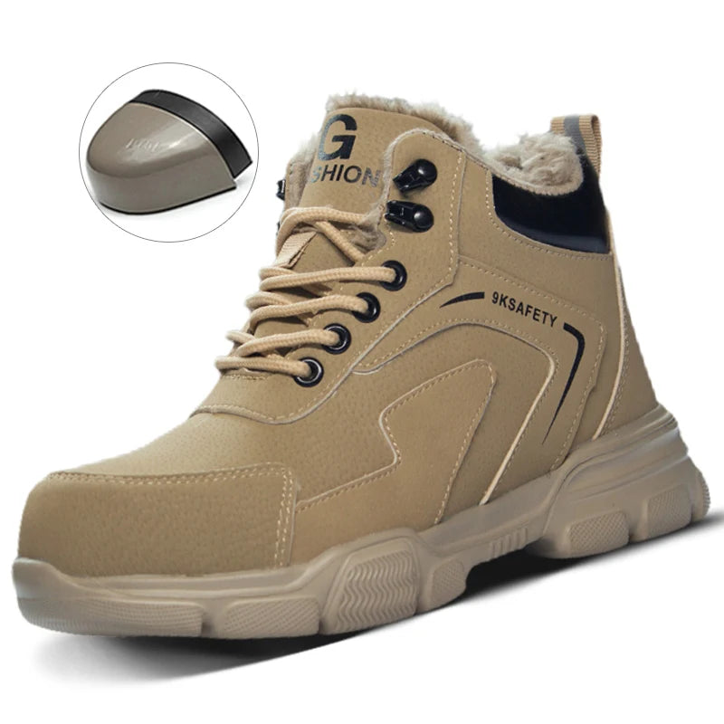 Steel Toe Boots for Men Lightweight Slip Resistant Construction Work Boots Indestructible Men's Safety Shoes Outdoor Boots