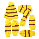 Dog Winter Wear 1 Set(hat+scarf+leg Warmers) Rainbow Stripe Knitted Dog Scarf Winter Warm Hat Footwear Sloves Pet Clothes