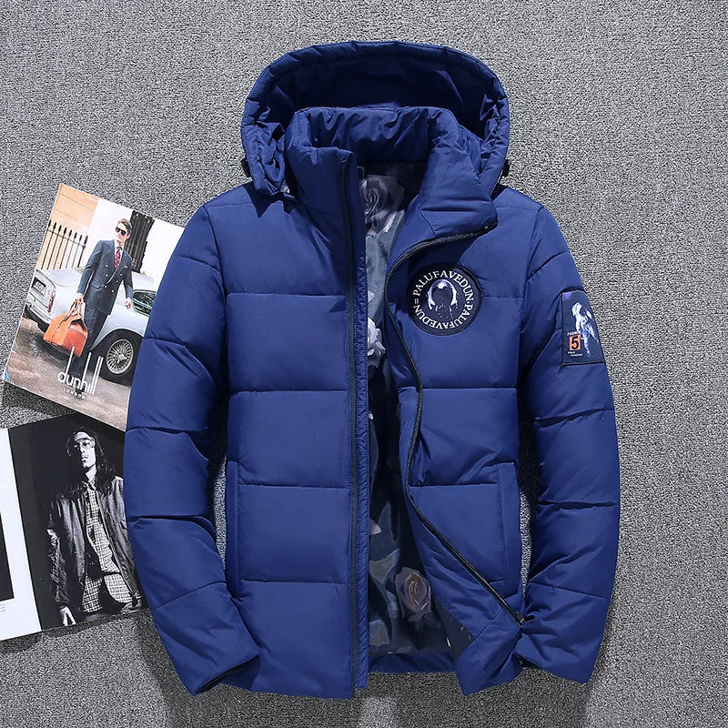 Chaqueta de plumón de 20 grados para hombre, parka de invierno para hombre, chaqueta de plumón de pato blanca con capucha para exteriores, abrigo de nieve acolchado grueso y cálido de gran tamaño M-4XL
